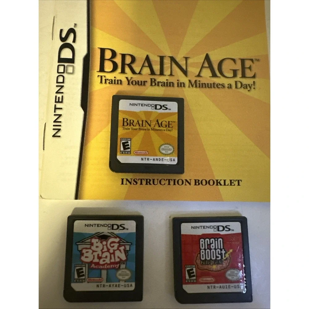 Nintendo DS Game Lot. Brain Age, Brain Boost & Big Brain. Tested. Game Only